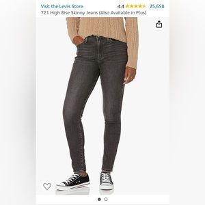 Plus Size Levi’s 721 high rise skinny jeans, size 22